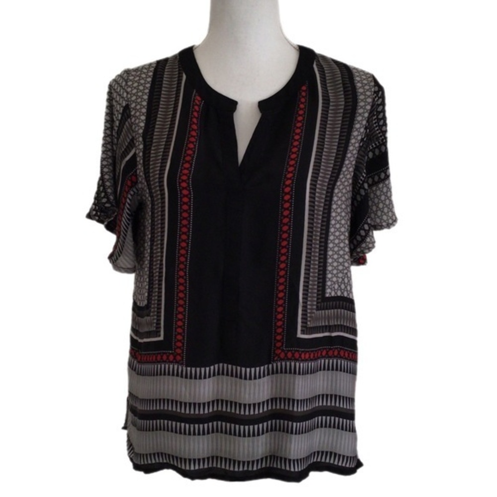 JEMMA Geo Print Fall Color Tunic Blouse